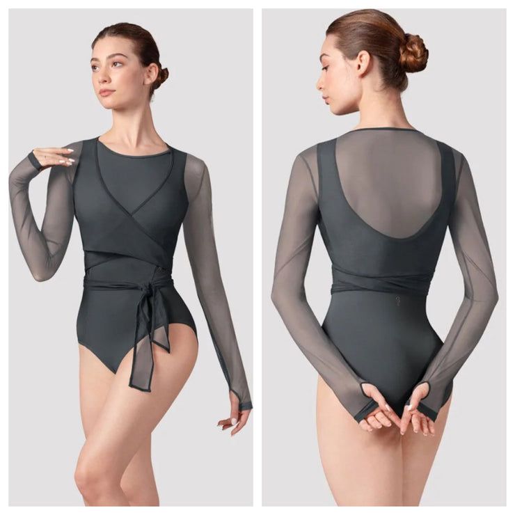 Bloch - Bethan Mesh Wrap Top - Adult (Z8459) - Graphite