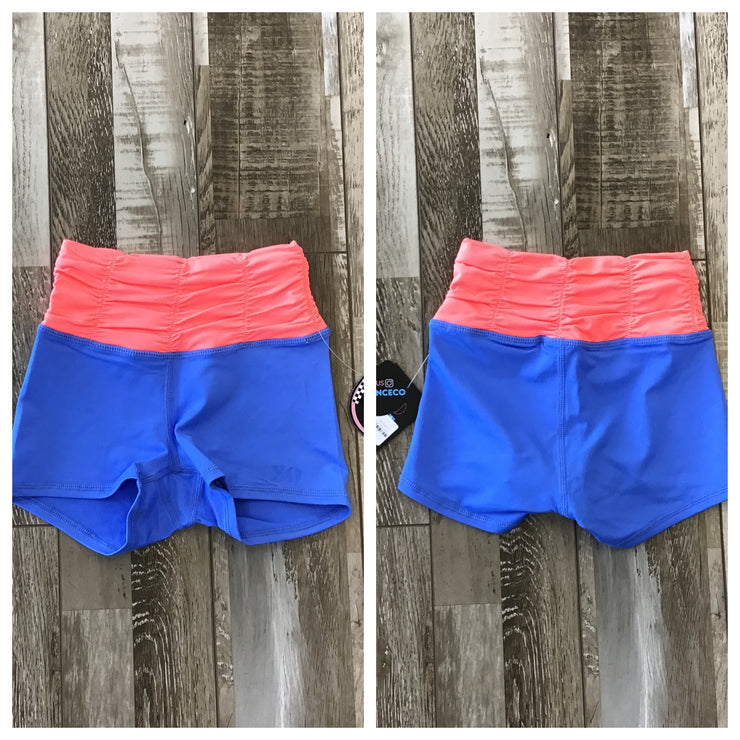 XO Dance Co - Sassy Scrunch Short - Child (24006) - Neon Royal