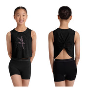 Bloch - Tracy Front Print Back Twist T-Short - Child (CZ30005) - Black