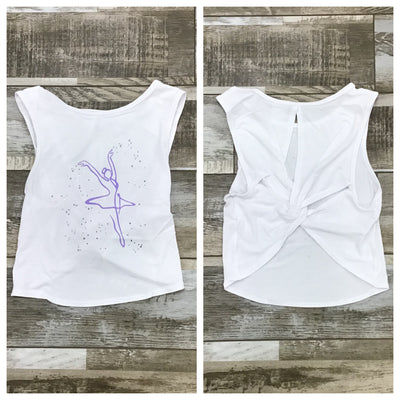 Bloch - Tracy Front Print Back Twist T-Short - Child (CZ30005) - White