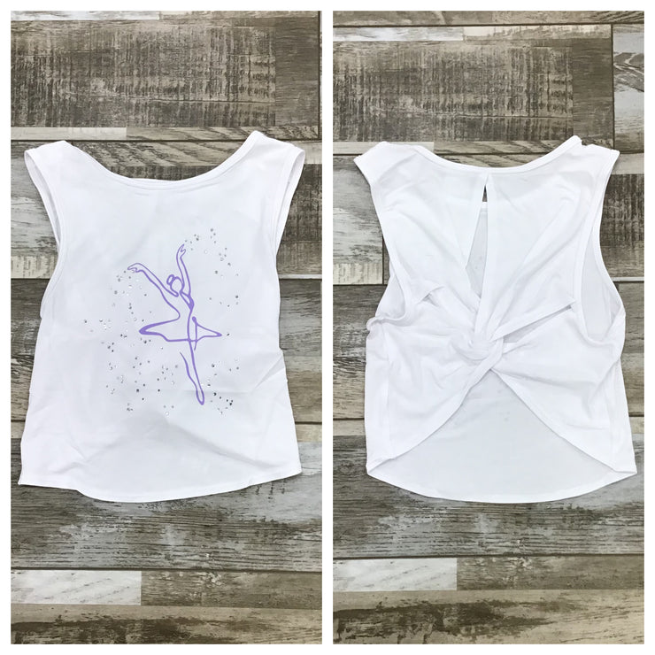 Bloch - Tracy Front Print Back Twist T-Short - Child (CZ30005) - White