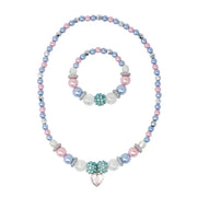 Pink Poppy - Blue Ice Princess Stretch Pearl Beaded Necklace & Bracelet Set - (NBM109) - Purple/Blue