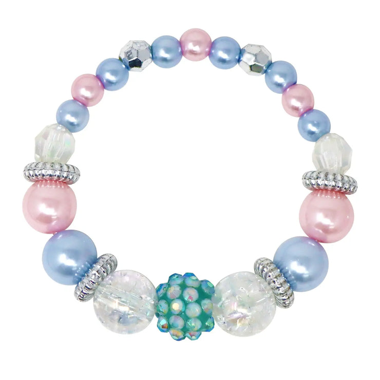 Pink Poppy - Blue Ice Princess Stretch Pearl Beaded Necklace & Bracelet Set - (NBM109) - Purple/Blue