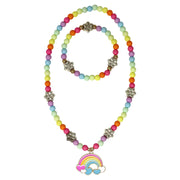 Pink Poppy - Daisy Rainbow Necklace and Bracelet Set - (NBM119) - Rainbow