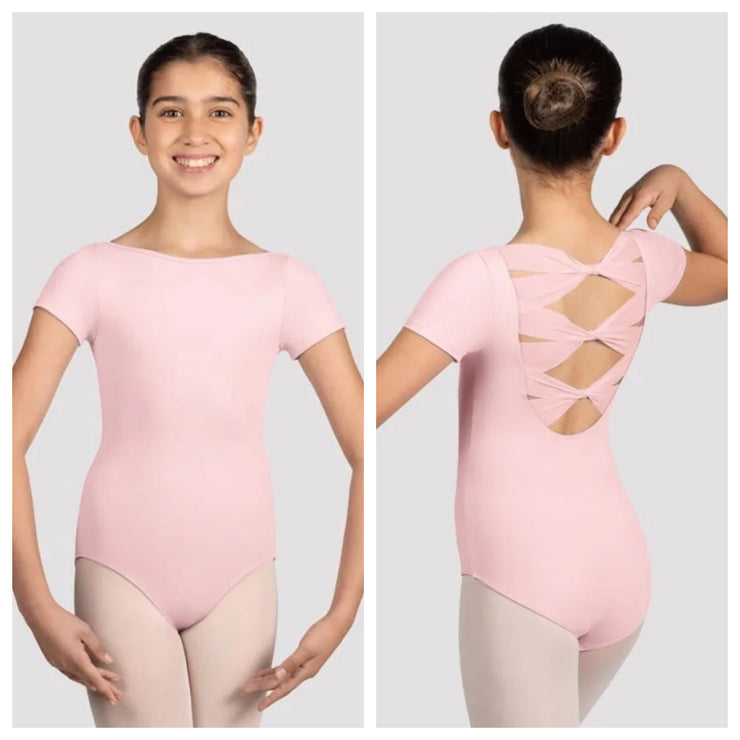 Mirella - Boat Neck Mesh Back Cap Sleeve Leotard - Child (M1562C) - Pink