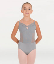 Body Wrappers - Pointelle Mesh Bustier Leotard - Child (P1182) - Steel - Final Sale
