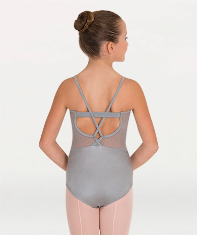 Body Wrappers - Pointelle Mesh Bustier Leotard - Child (P1182) - Steel - Final Sale