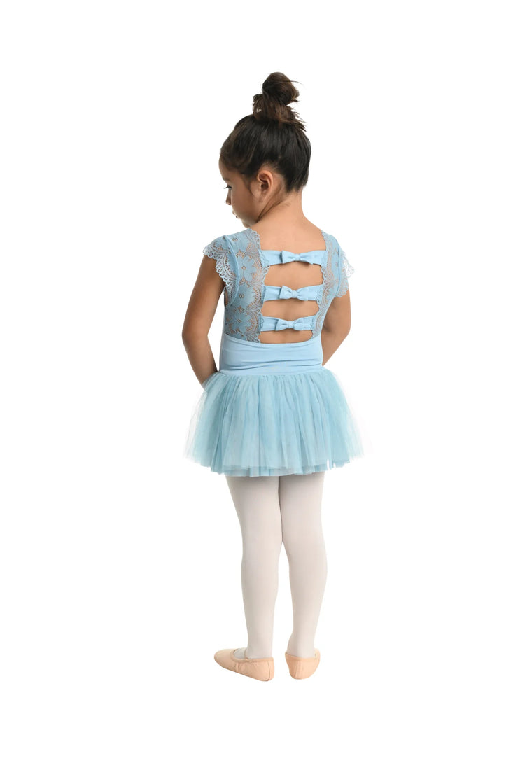 Danz N Motion - Briella Cap Sleeve Lace Dress Leotard - Child(23204C) - Ice Blue