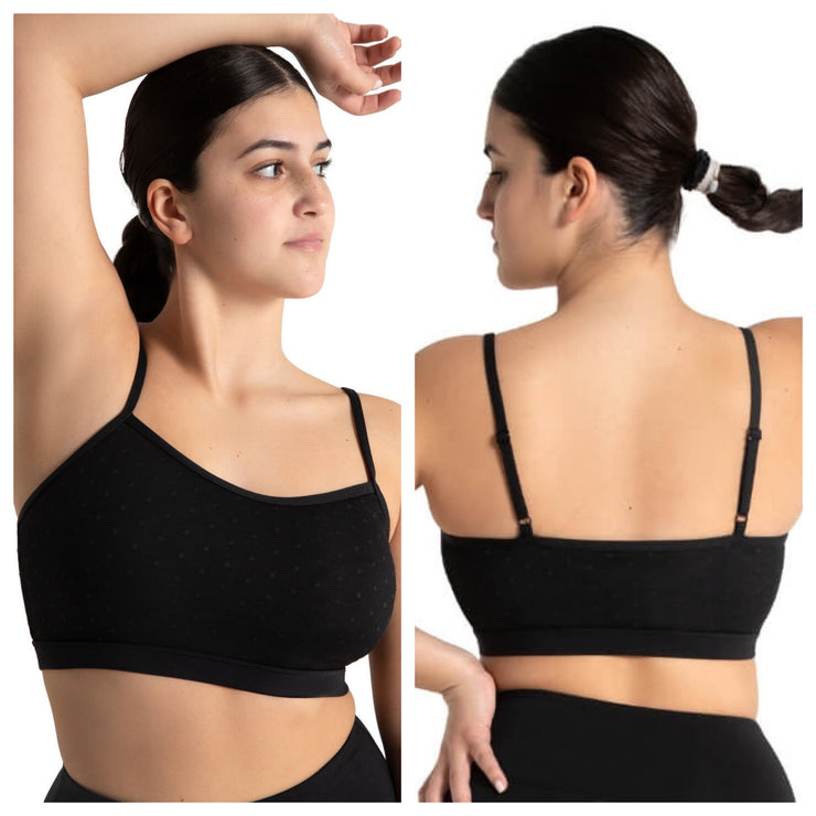 Capezio - Spot on Adults Mesh Overlay Bra Tek Bra Top - Adult (12006W) - Black - Final Sale
