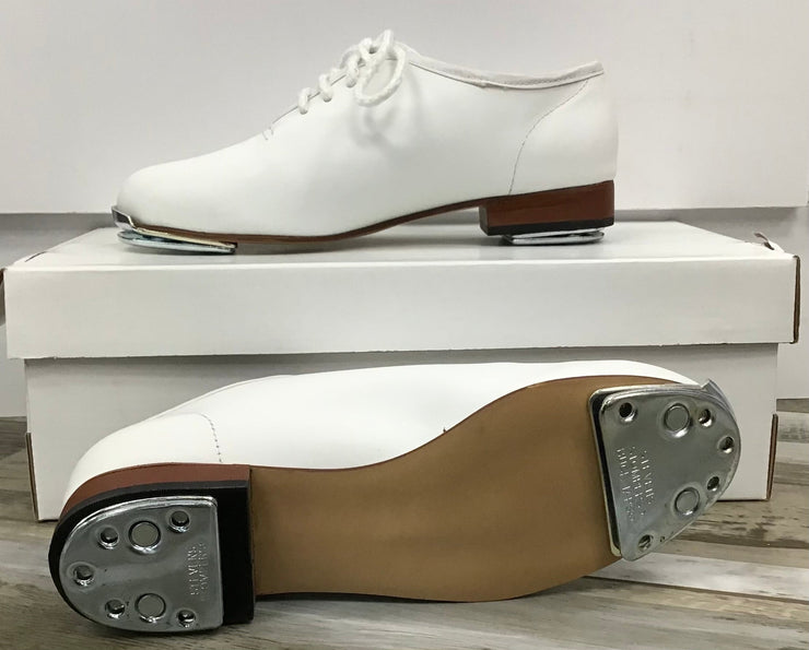 Steven’s Clogging Supplies - Ms. Stomper Clogging Shoes - Ladies (507-WITH BUCK TAPS ATTACHED) - Black/White