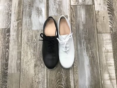 Steven’s Clogging Supplies - Mr. Stomper Clogging Shoes - Mens (508-WITH BUCK TAPS ATTACHED) - Black/White