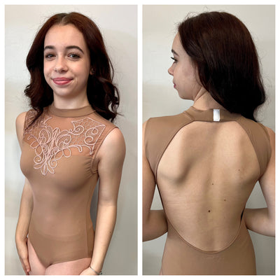 Ballet Rosa - Paris Corded Embroidery High Neck Leotard - Adult (1156MFA) - Café Au Lait