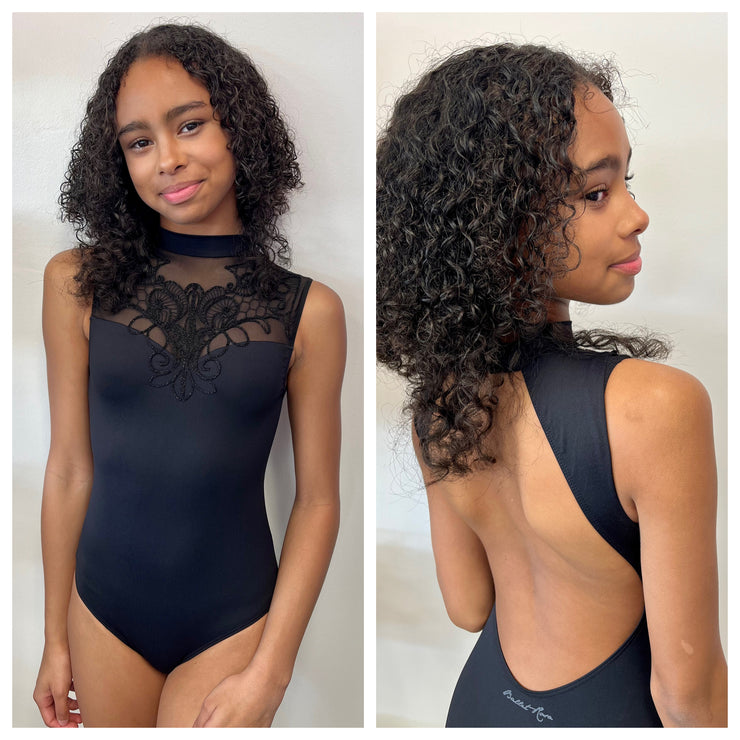 Ballet Rosa - Paris Corded Embroidery High Neck Leotard - Adult (1156MFA) - Noir