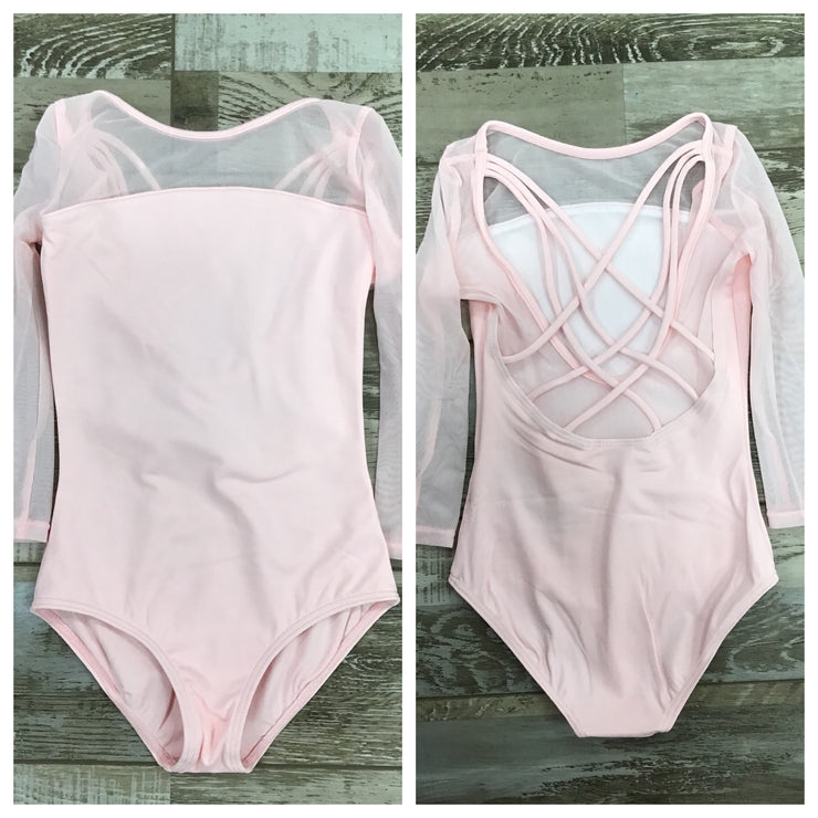 Mirella - Low Back Strap 3/4 Sleeve Leotard - Child (M121C) - Pink