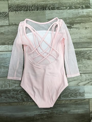 Mirella - Low Back Strap 3/4 Sleeve Leotard - Child (M121C) - Pink