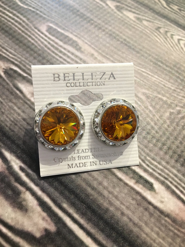 Belleza Collection - Swarovski Crystals Pierced Earrings - 20MM - XL