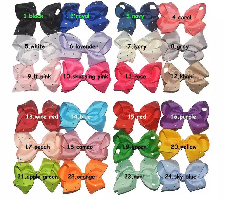 Hair Bows - Rhinestone - Various Colors
