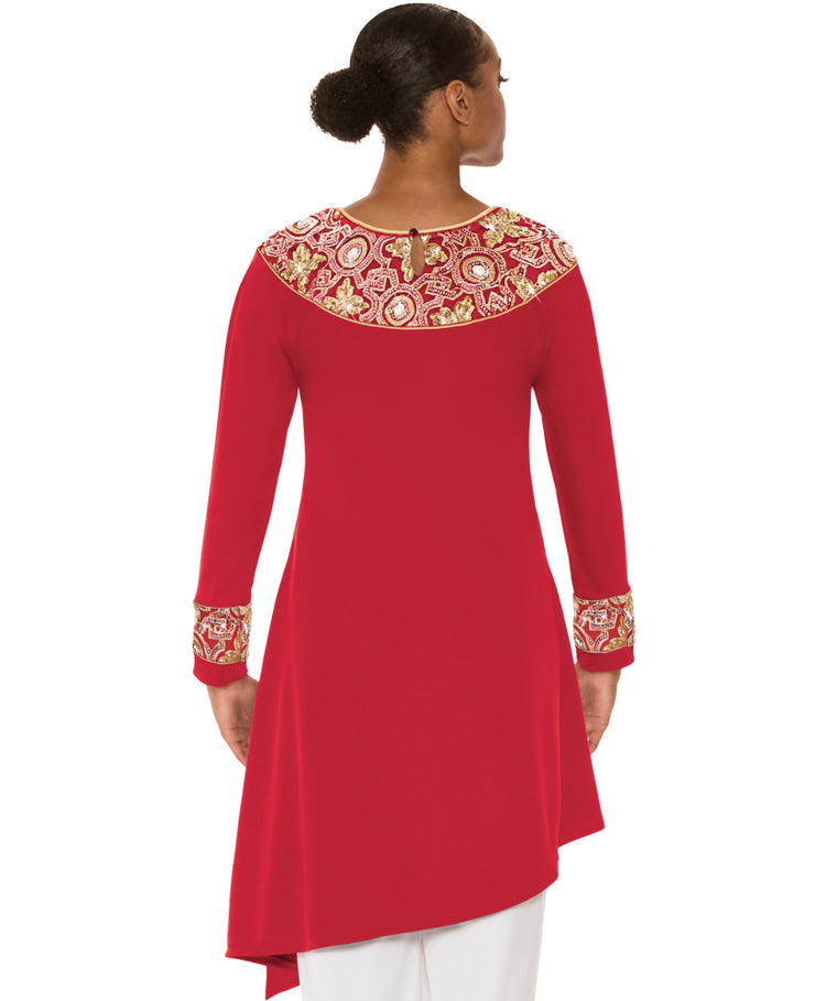 Eurotard - Women’s Tabernacle Praise Tunic (81116) - Red/Gold