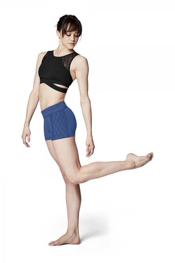 Bloch - Diamond Mesh Flock Mesh Short - Adult (FR5048) - Imperial Blue - Final Sale