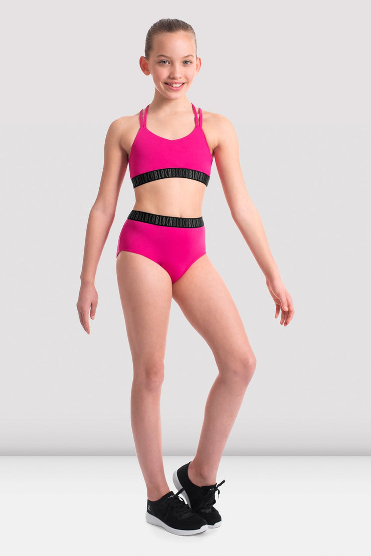 Bloch - Girls Alexia Logo Elastic Crop Top - Child (FT5088C) - Hot Pink