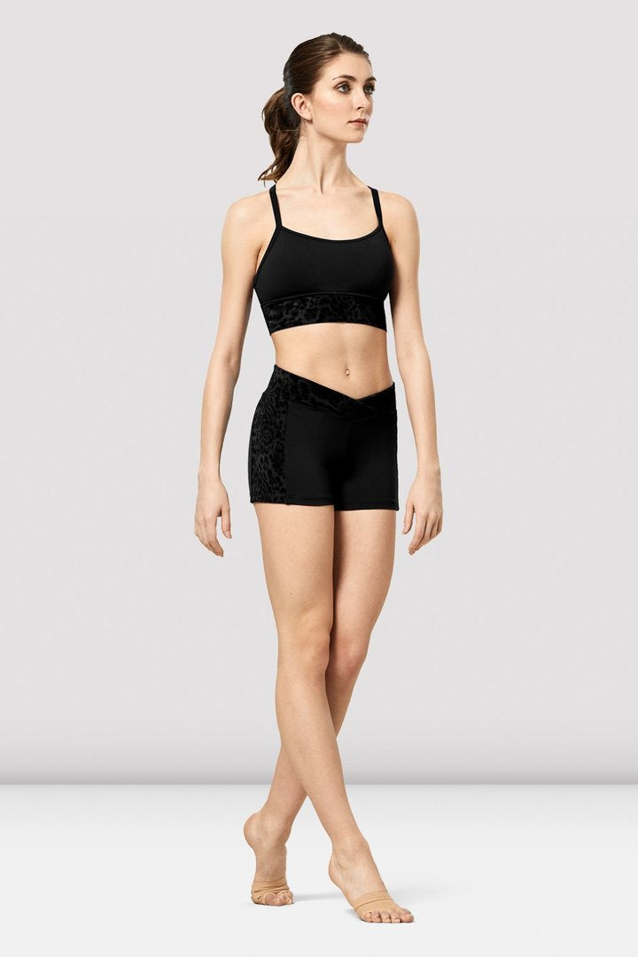 Bloch - Avianna Animal Print Mesh Band Crop Top - Adult (FT5262) - Black - Final Sale