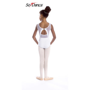 So Danca - Round Neck Mesh Panel Leotard - Child (L-1729ME) - White