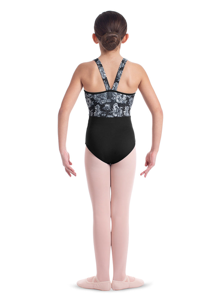 Mirella - Wide Strap Print Camisole Leotard - Child (M474C) - Black