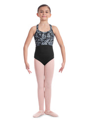 Mirella - Wide Strap Print Camisole Leotard - Child (M474C) - Black