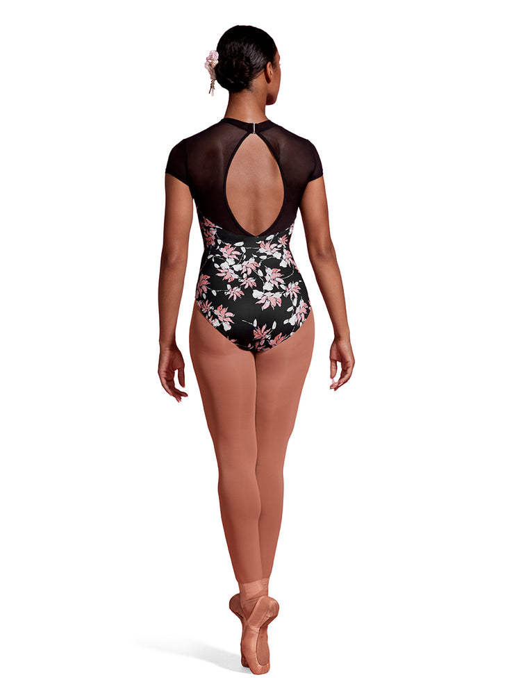 Mirella - Print Mock Neck Cap Sleeve Leotard - Adult (M5094LM) - Black - Final Sale