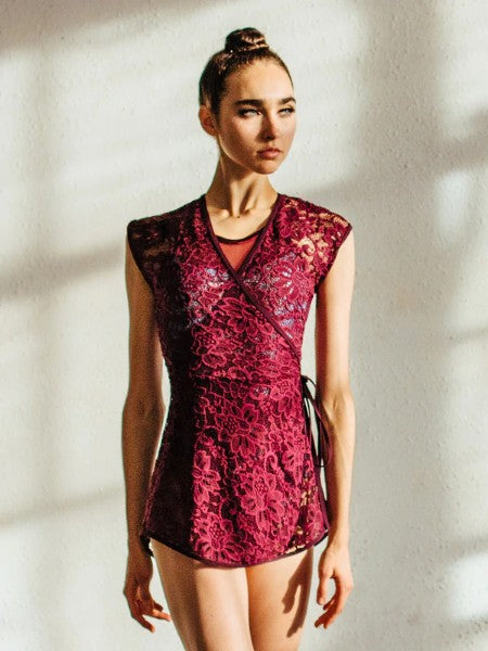 Eleve Dancewear - Bella Lace Wrap Dress - Child/Adult (WTSBL5/WTSBLX) - Sangria Final Sale