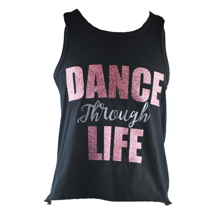 Reflectionz - Dance Through Life Mesh Tank - Child - Black/Pink Glitter