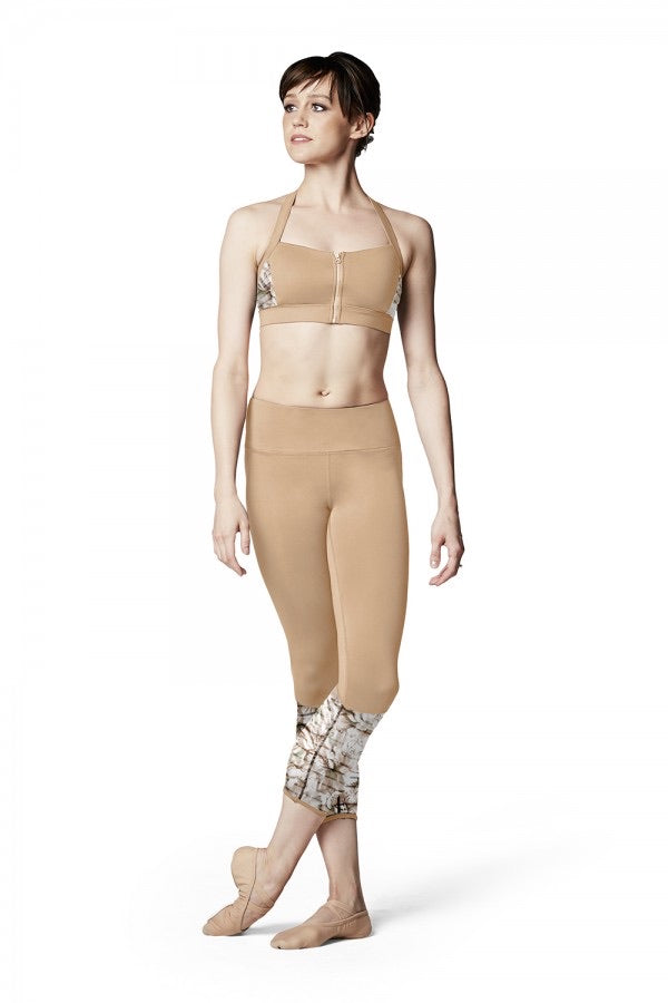 Bloch - Printed Mesh Side Panel Padded Crop Top - Adult (FT5052) - Nomad - Final Sale