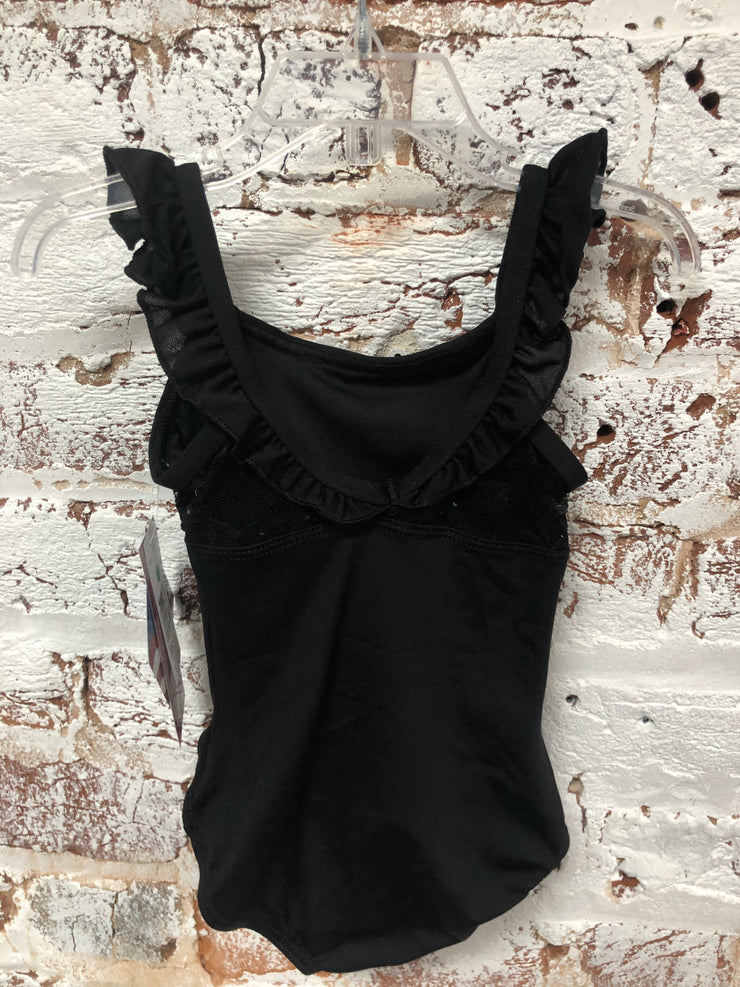 Motionwear - Flutter Neck Empire Seam Leotard - Child (2414-340) - Black -Final Sale