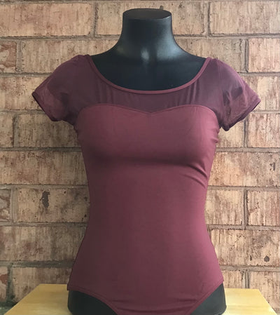 Capezio - Studio Collection Mesh Yoke SS Leotard - Adult (SE1039W) - Burgundy