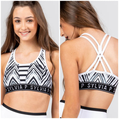 Sylvia P - Zazu Crop Top - Adult - Black and White - Final Sale