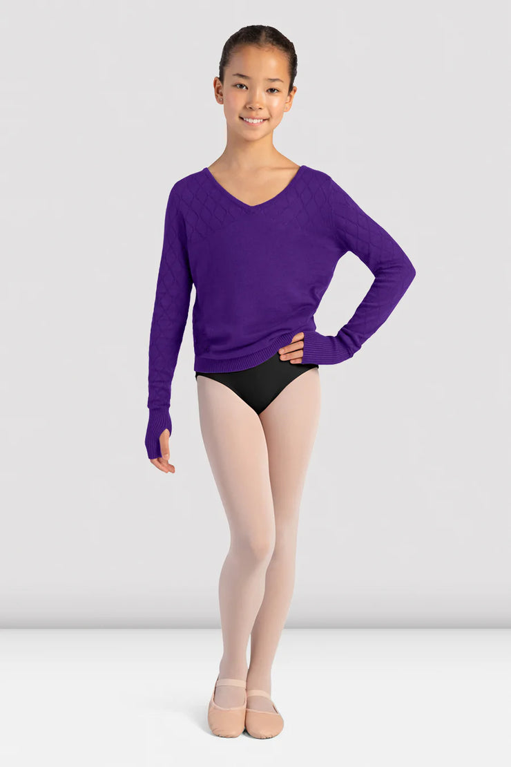 Bloch - Dulcie Knit Long Sleeve Sweater - Child (CZ3139) - Amethyst