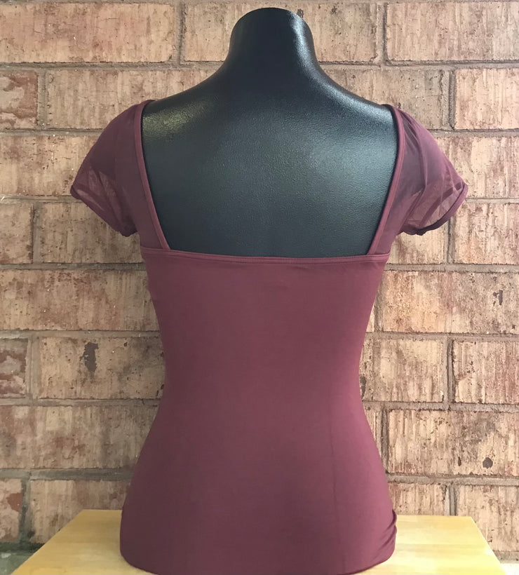 Capezio - Studio Collection Mesh Yoke SS Leotard - Adult (SE1039W) - Burgundy