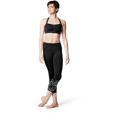 Bloch - Printed Mesh Side Panel Crop Top - Adult (FT5052) - Black - Final Sale