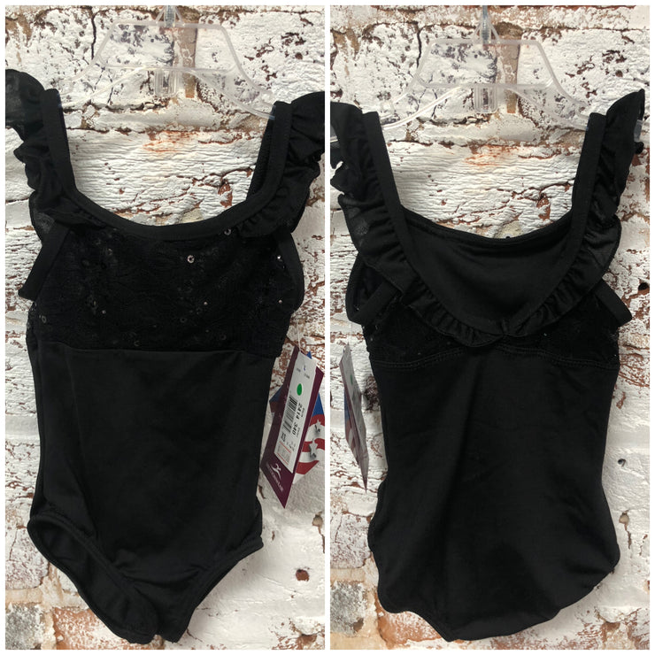 Motionwear - Flutter Neck Empire Seam Leotard - Child (2414-340) - Black -Final Sale