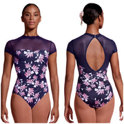 Mirella - Print Mock Neck Cap Sleeve Leotard - Adult (M5094LM) - Aubergine - Final Sale