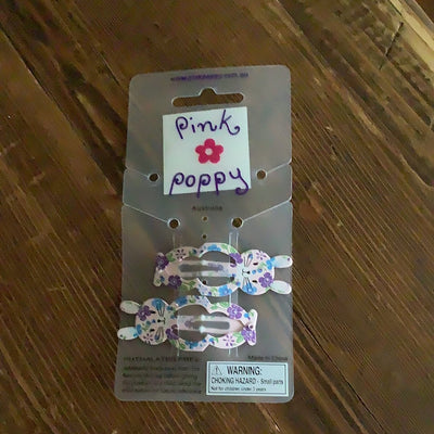 Pink Poppy - Bunny Hair Clip - (2345) - Pink Floral