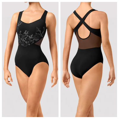 Bloch - Camo Cross Back Wide Strap Camisole Leotard - Child/Adult (TWL4325/L4325) - Black