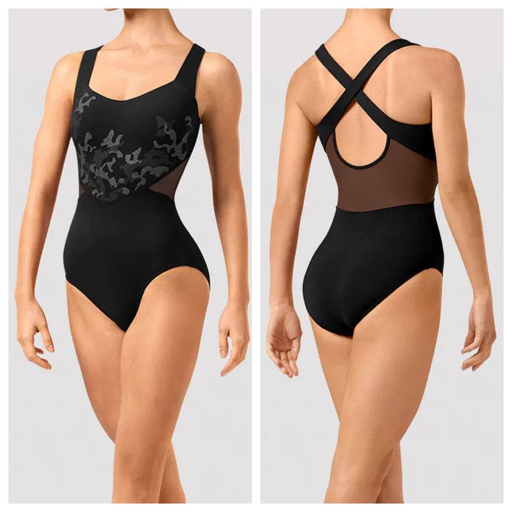 Bloch - Camo Cross Back Wide Strap Camisole Leotard - Child/Adult (TWL4325/L4325) - Black
