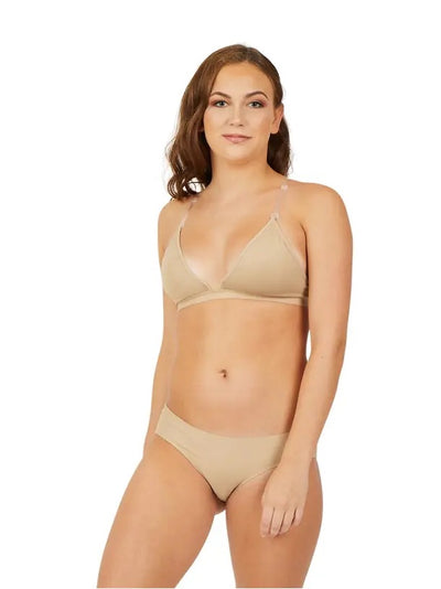 Capezio - Deep Neck Clear Back Bra - Adult (3777W) - Nude