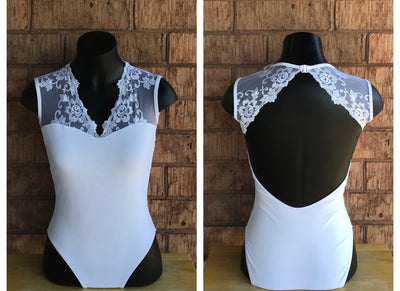 Ballet Rosa - Emmeline V-Neck Open Back Leotard - Adult (1110LMA) - Blanc