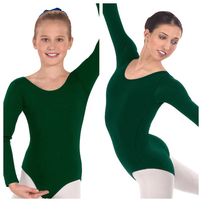 Eurotard Long Sleeve Leotard with Cotton Lycra® - Child/Adult (10408/10265) - Hunter