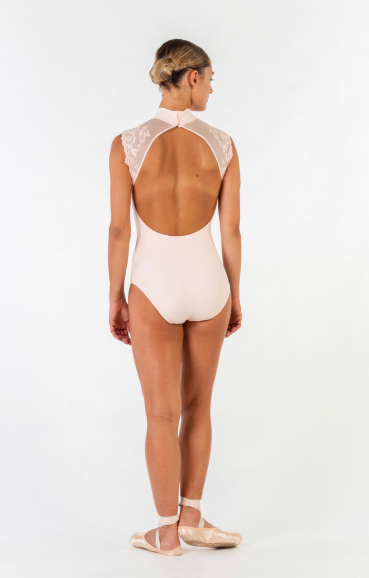 Ballet Rosa - Berenice High Lace Neckline/Open Back Leotard - Adult (1037LMA) - Poudré