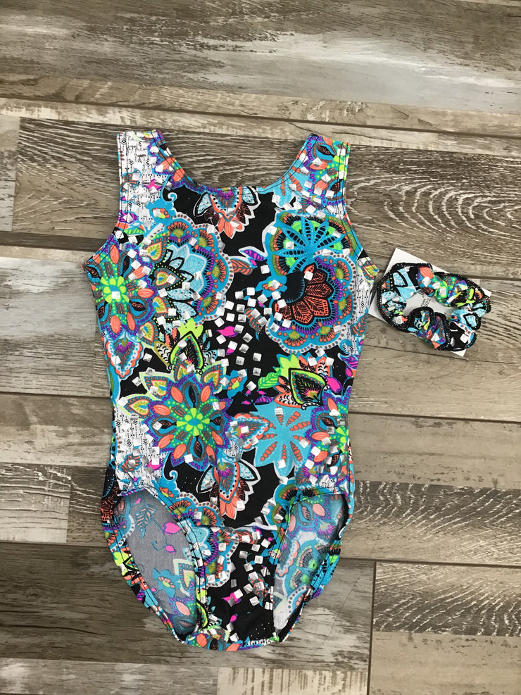 Mondor - Printed Tank Gymnastics Leotard - Child (07822) - Flower Power