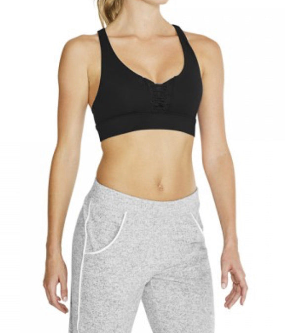 Bloch - Freedette Lace-Up X Back Mesh Crop Top - Adult (FT5106) - Black - Final Sale