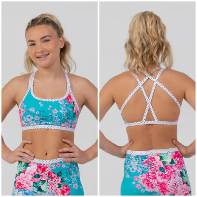 Sylvia P - Azalea Blooms Crop Top - Adult (21-11-GHY-010) - Green Final Sale